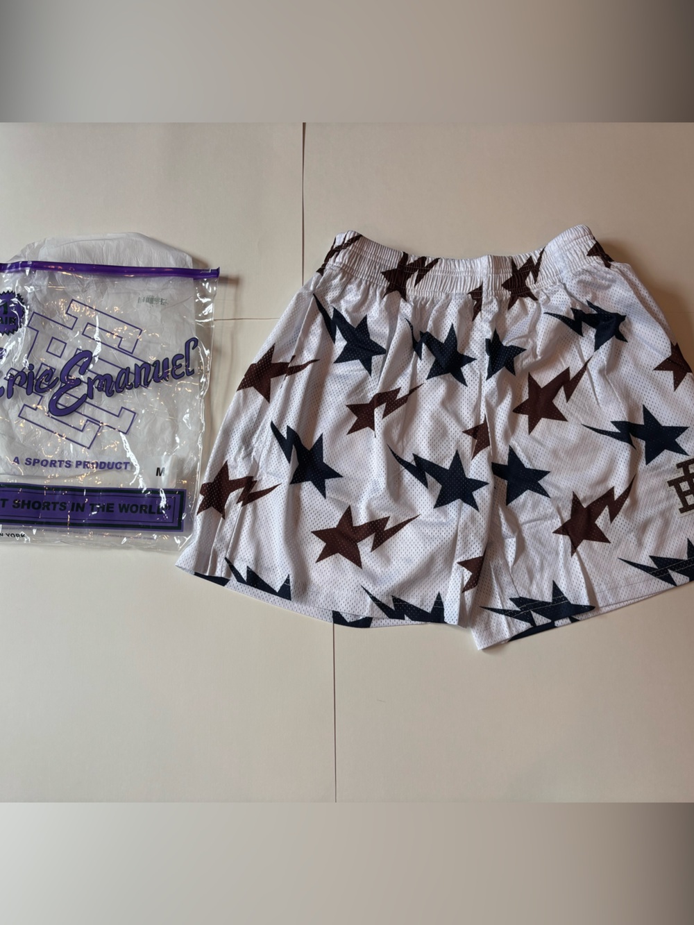 Eric Emmanuel Shorts EE Adult medium and large White Stars
